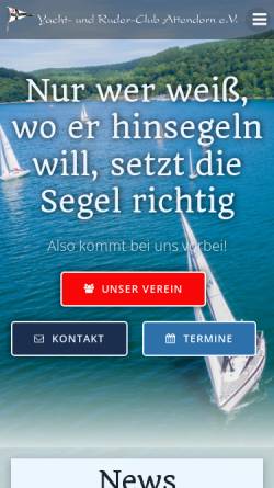 Vorschau der mobilen Webseite www.yrca.de, Yacht- und Ruder-Club Attendorn e.V.