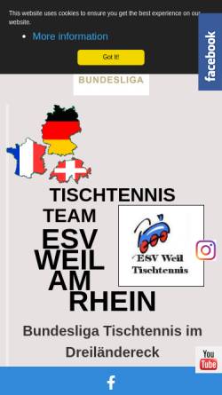 Vorschau der mobilen Webseite www.tischtennis-weil.de, ESV Weil am Rhein