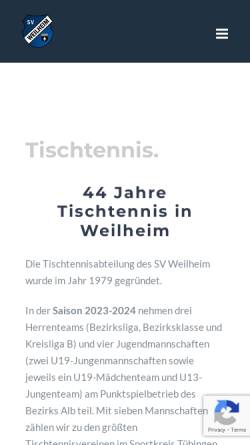 Vorschau der mobilen Webseite www.sv-weilheim.de, SV Weilheim Tischtennisabteilung
