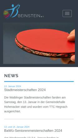 Vorschau der mobilen Webseite www.tb-beinstein.de, TB Beinstein Tischtennisabteilung
