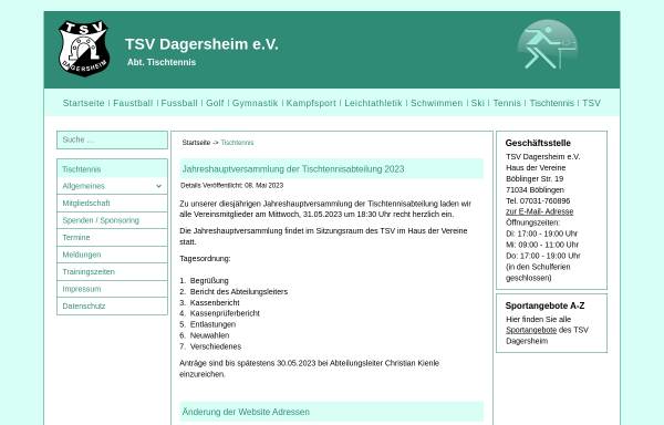 Vorschau von www.tsv-dagersheim.de, TSV Dagersheim Tischtennisabteilung