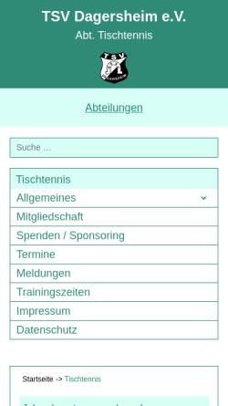Vorschau der mobilen Webseite www.tsv-dagersheim.de, TSV Dagersheim Tischtennisabteilung