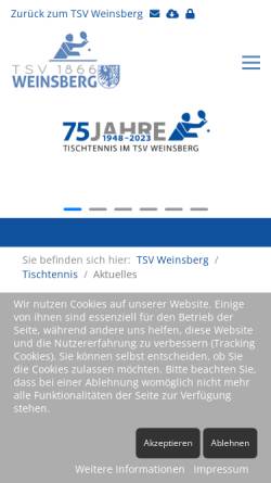 Vorschau der mobilen Webseite www.tischtennis.tsv-weinsberg.de, TSV Weinsberg Tischtennisabteilung
