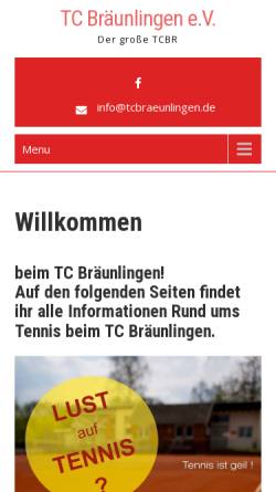 Vorschau der mobilen Webseite www.tcbraeunlingen.de, TC Bräunlingen