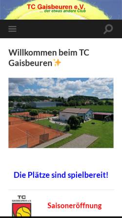 Vorschau der mobilen Webseite www.tc-gaisbeuren.de, TC Gaisbeuren e.V.