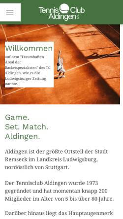 Vorschau der mobilen Webseite tc-aldingen.de, Tennisclub Aldingen