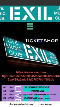 Vorschau der mobilen Webseite www.exil-web.de, EXIL Rock-Music-Club
