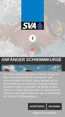 Vorschau der mobilen Webseite www.sv-augsburg.de, Schwimmverein Augsburg 1911 e. V.