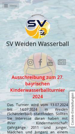 Vorschau der mobilen Webseite www.sv-weiden-wasserball.de, Schwimmverein Weiden 1921 e.V.
