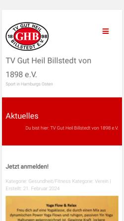 Vorschau der mobilen Webseite ghb-hamburg.de, TV. Gut Heil Billstedt e.V.