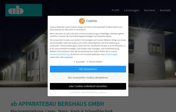 Vorschau von www.ab-berghaus.de, AB Apparatebau Berghaus GmbH