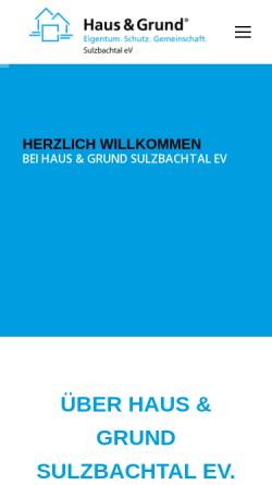 Vorschau der mobilen Webseite www.haus-und-grund-sulzbach.de, HuG Haus und Grund Sulzbachtal e.V.