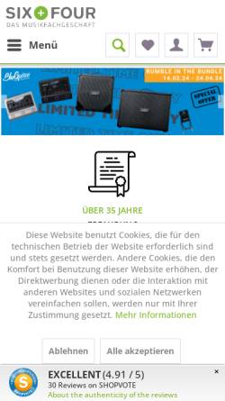 Vorschau der mobilen Webseite www.sixandfour.de, Six and Four GmbH