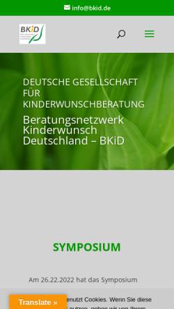 Vorschau der mobilen Webseite www.bkid.de, Beratungsnetzwerk Kinderwunsch Deutschland