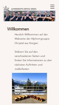 Vorschau der mobilen Webseite www.chrystal.ch, Alphorngruppe Chrystal