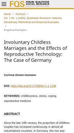 Vorschau der mobilen Webseite www.qualitative-research.net, Ungewollte Kinderlosigkeit und die Auswirkungen der Reproduktionsmedizin