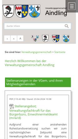 Vorschau der mobilen Webseite www.vg-aindling.de, Verwaltungsgemeinschaft Aindling