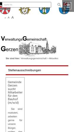 Vorschau der mobilen Webseite www.gerzen.de, Verwaltungsgemeinschaft Gerzen