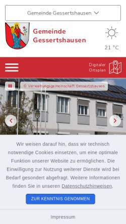 Vorschau der mobilen Webseite www.gessertshausen.de, Verwaltungsgemeinschaft