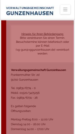 Vorschau der mobilen Webseite www.vggunzenhausen.de, Verwaltungsgemeinschaft Gunzenhausen