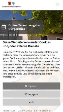Vorschau der mobilen Webseite www.vg-koetz.de, Gemeinden Kötz und Bubesheim