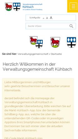 Vorschau der mobilen Webseite www.vg-kuehbach.de, Verwaltungsgemeinschaft Kühbach