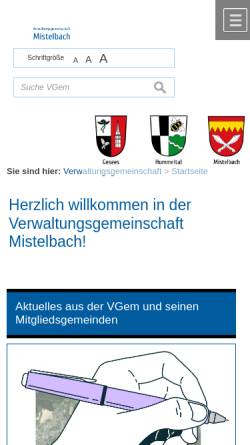 Vorschau der mobilen Webseite www.vg-mistelbach.de, Verwaltungsgemeinschaft Mistelbach