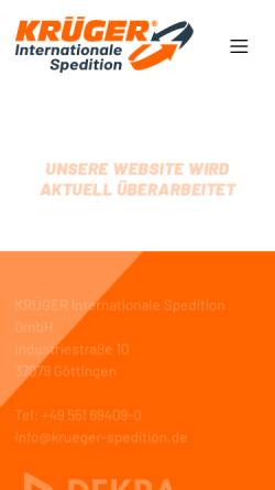 Vorschau der mobilen Webseite www.krueger-spedition.de, Krüger Internationale Spedition GmbH