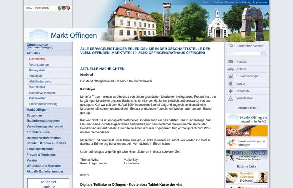 Vorschau von www.offingen.de, Die Verwaltungsgemeinschaft Offingen