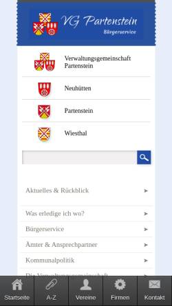 Vorschau der mobilen Webseite www.vg-partenstein.de, Verwaltungsgemeinschaft Partenstein