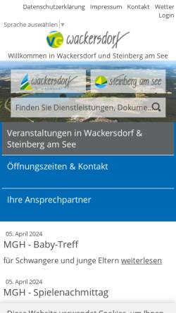 Vorschau der mobilen Webseite www.vg-wackersdorf.de, Verwaltungsgemeinschaft Wackersdorf