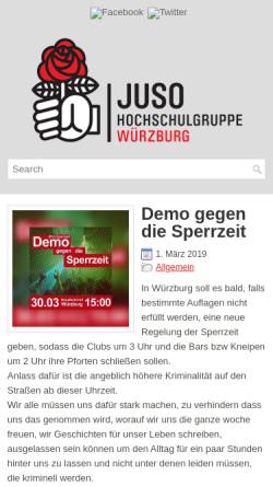 Vorschau der mobilen Webseite www.juso-hsg-wuerzburg.de, Jusos Hochschulgruppe Würzburg