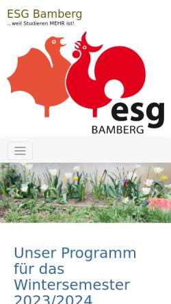 Vorschau der mobilen Webseite www.esg-bamberg.de, Evangelische StudentInnengemeinde Bamberg