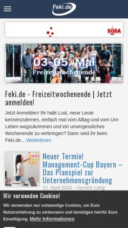 Vorschau der mobilen Webseite www.feki.de, Feki.de - die Bamberger Studierenden CommUNIty