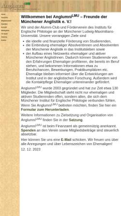 Vorschau der mobilen Webseite www.anglumni.lmu.de, Anglumni - Förderverein des Instituts für Englische Philologie
