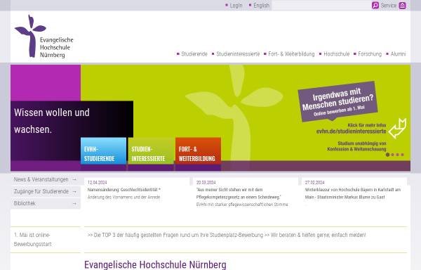 Vorschau von www.evfh-nuernberg.de, Evangelische Fachhochschule Nürnberg