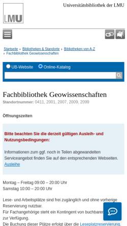 Vorschau der mobilen Webseite www.ub.uni-muenchen.de, Paläontologie