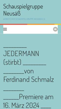 Vorschau der mobilen Webseite www.schauspielgruppe-neusaess.de, Schauspielgruppe Neusäß e.V.