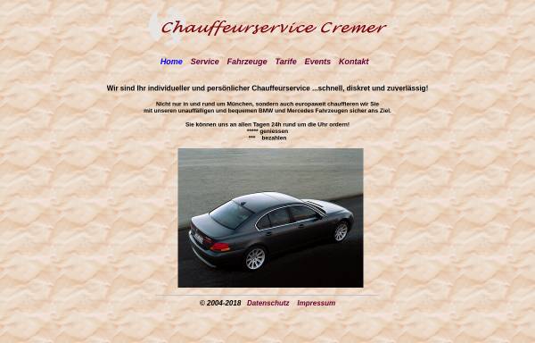 Vorschau von www.chauffeurservice-cremer.de, Chauffeurservice Cremer