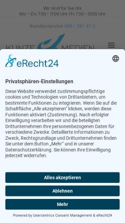Vorschau der mobilen Webseite www.kunze-verlag.de, Telefonbuch-Verlag Kunze