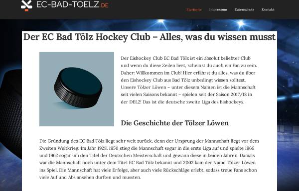 Vorschau von www.ec-bad-toelz.de, EC Bad Tölz - Tölzer Löwen