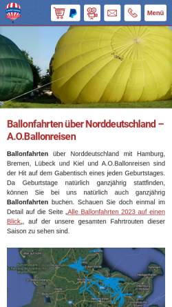 Vorschau der mobilen Webseite www.ballonreisen.de, A.O.Ballonreisen