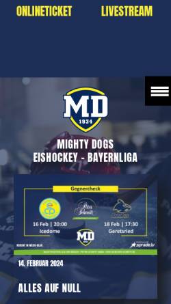 Vorschau der mobilen Webseite www.mightydogs.de, Mighty Dogs Schweinfurt