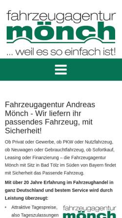 Vorschau der mobilen Webseite www.fahrzeugagentur.de, Fahrzeugagentur Andreas Mönch