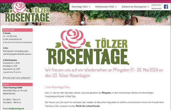 Vorschau von www.rosentage.de, Tölzer Rosentage GmbH