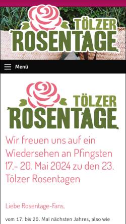 Vorschau der mobilen Webseite www.rosentage.de, Tölzer Rosentage GmbH