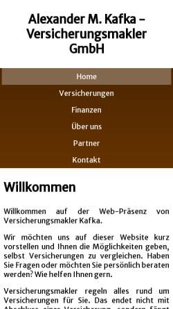 Vorschau der mobilen Webseite www.versicherungsmakler-kafka.eu, Versicherungsmakler Alexander Kafka