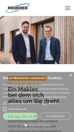 Vorschau der mobilen Webseite www.riederer-chamerau.de, Berthold Riederer, IHK-geprüfter Fachwirt