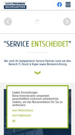 Vorschau der mobilen Webseite www.buerotechnik-baumgartner.de, Bürotechnik Baumgartner