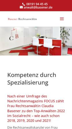 Vorschau der mobilen Webseite www.basener.de, Basener, Claudia